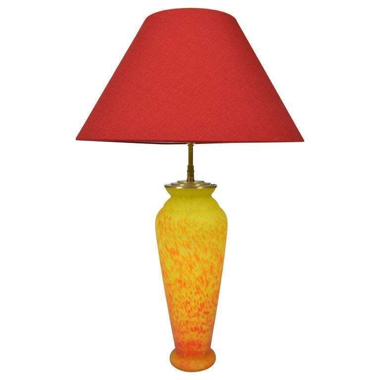 Art Nouveau Style, Art Glass Vase Mounted As Lamp
