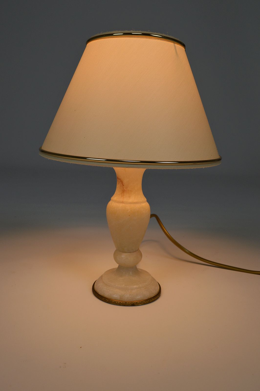 Small Neoclassical Revival White Marble Table Lamp, Italy, Circa 1920 photo buy