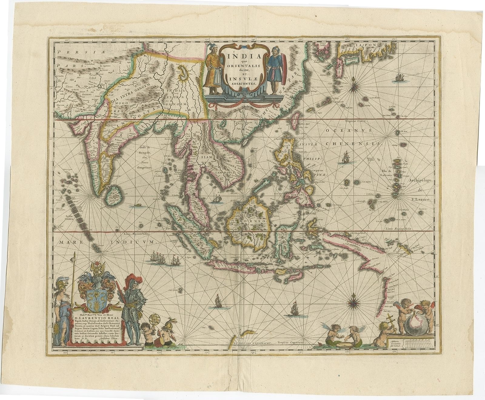 Antique Map Of The East Indies By Blaeu (C.1640)