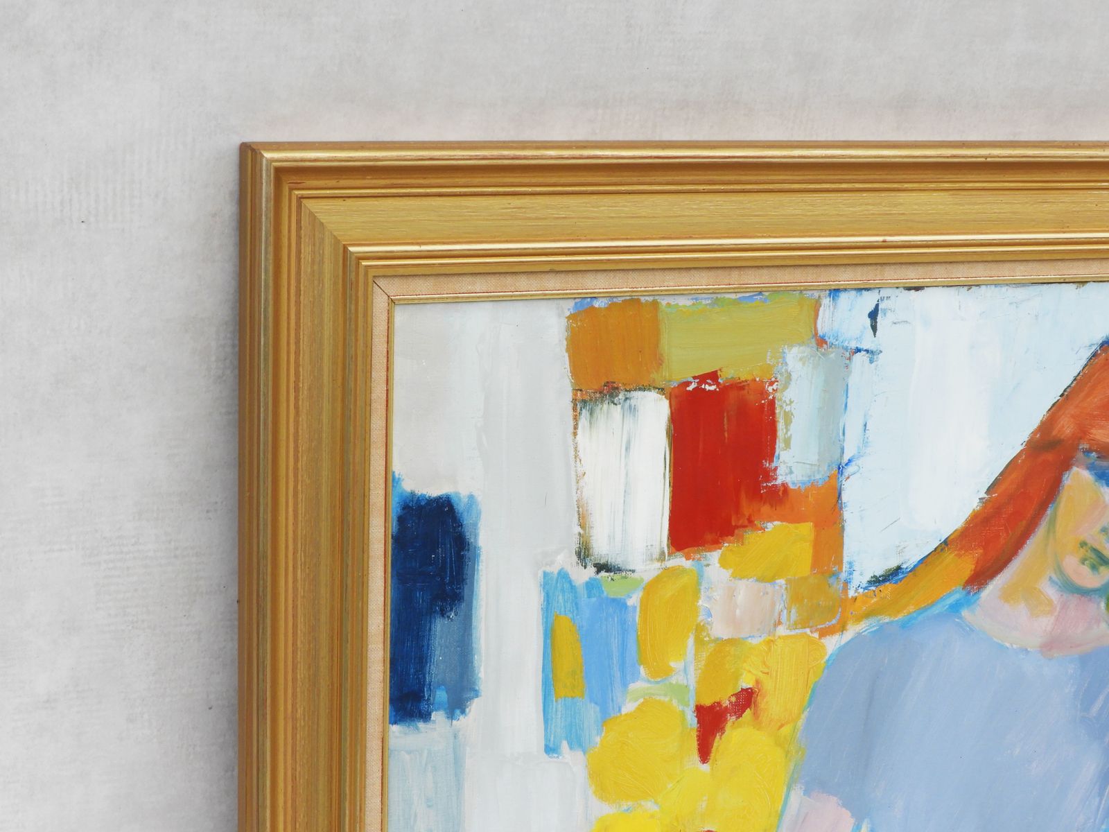 2473.8 Large Mid Century Painting Portrait Of A Young Woman C1960 Acrylic On Canvas photo