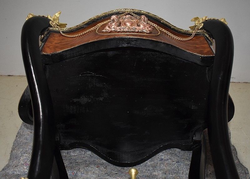 photo vintage Planter In Bramble Veneer And Bla Planter In Bramble Veneer And Blackened Wood, Napoleon III Period, 19th