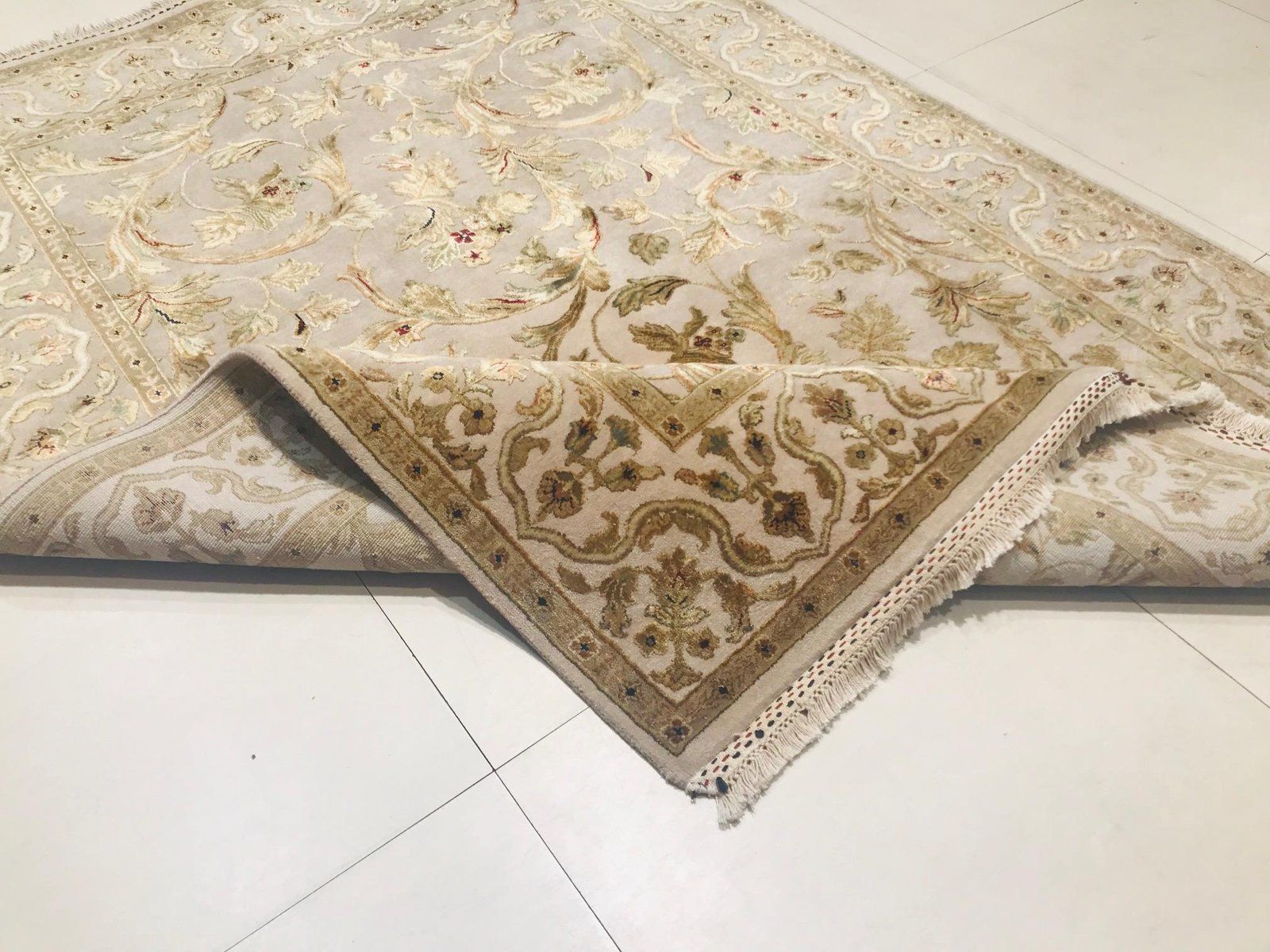 Textiles Vintage Hand Crafted Silk And Wool Carpet, 1980s photo