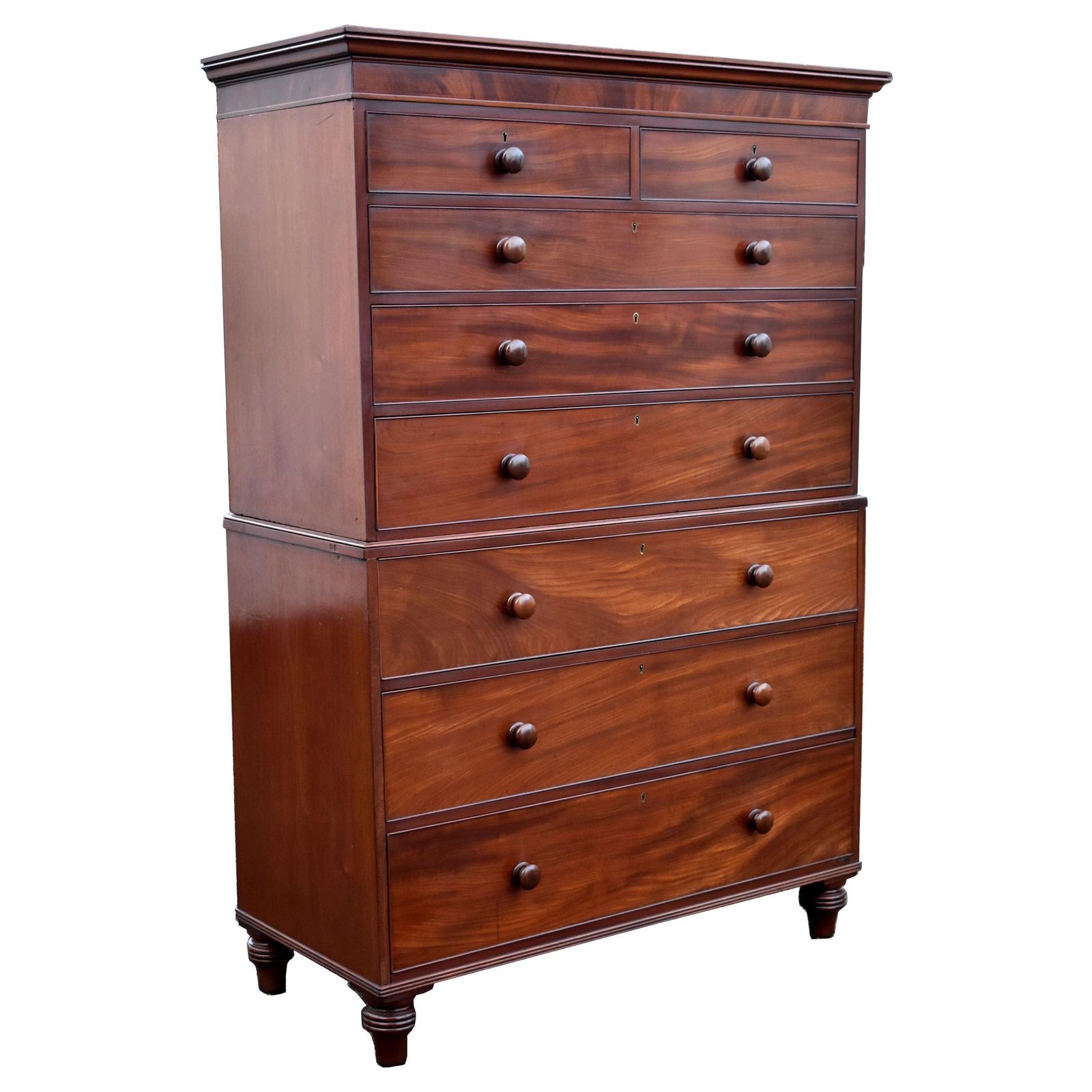 19th Century English Victorian Mahogany Chest On Chest