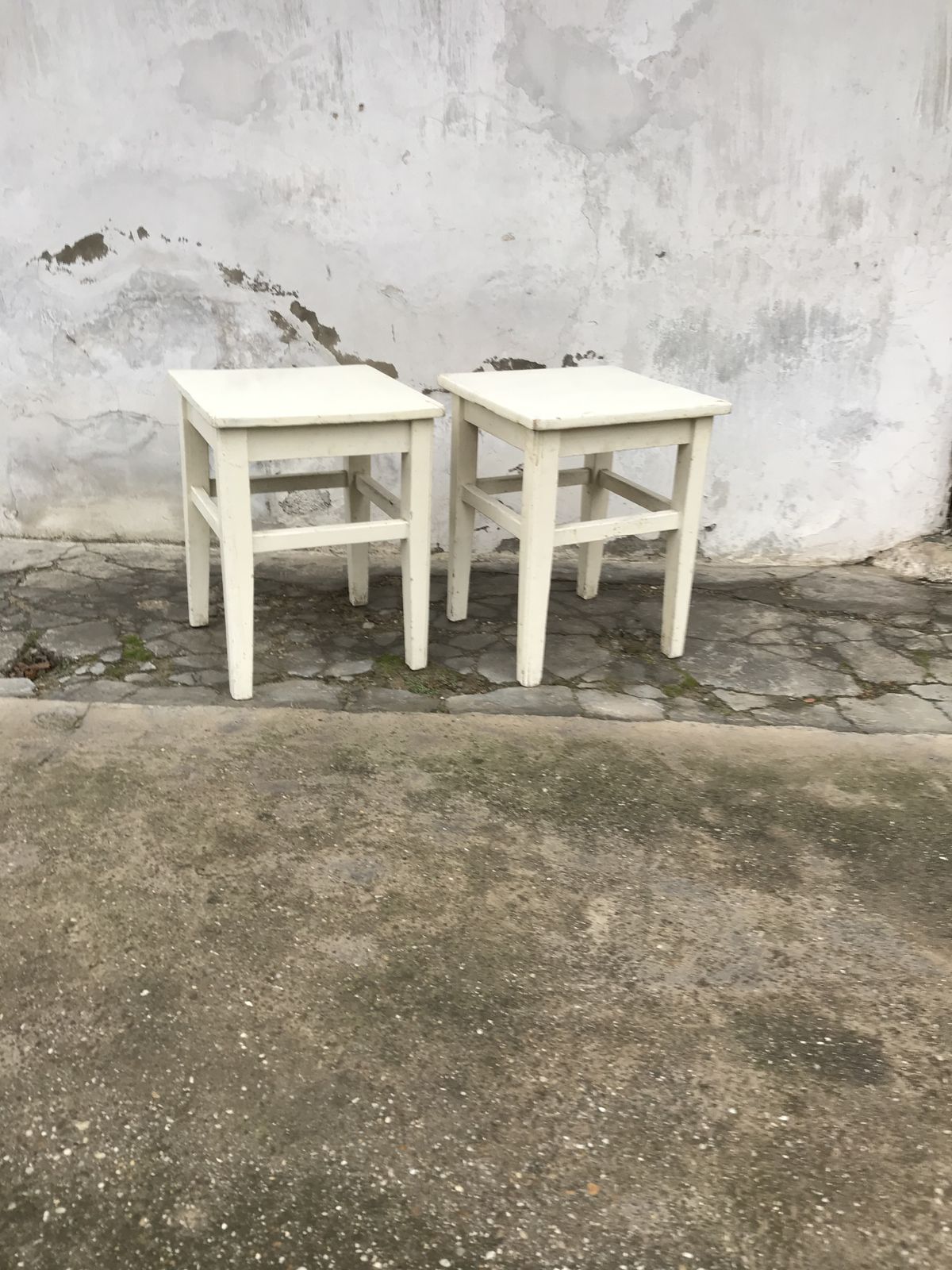 White Farm Stools Ca1940s