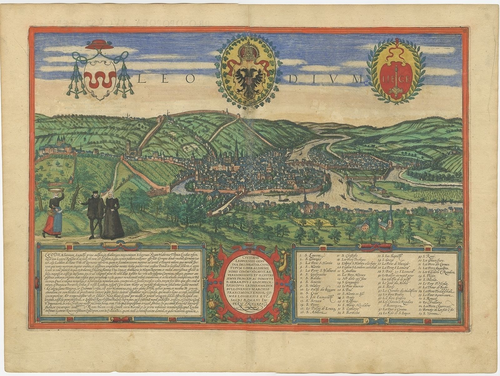 Antique Print Of Liège / Luik By Braun & Hogenberg (1575)