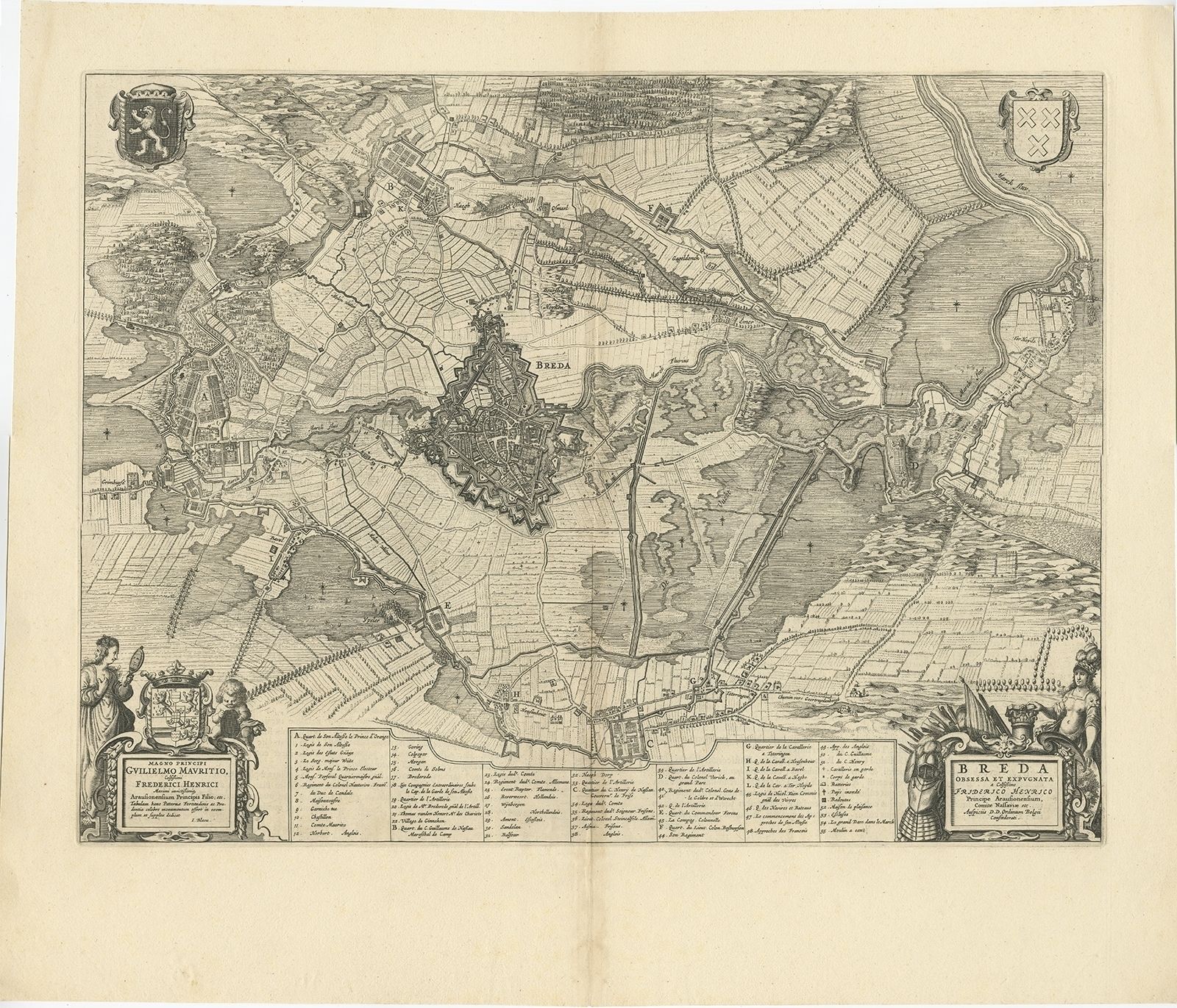 Antique Map Of The Siege Of Breda By Blaeu (1649)