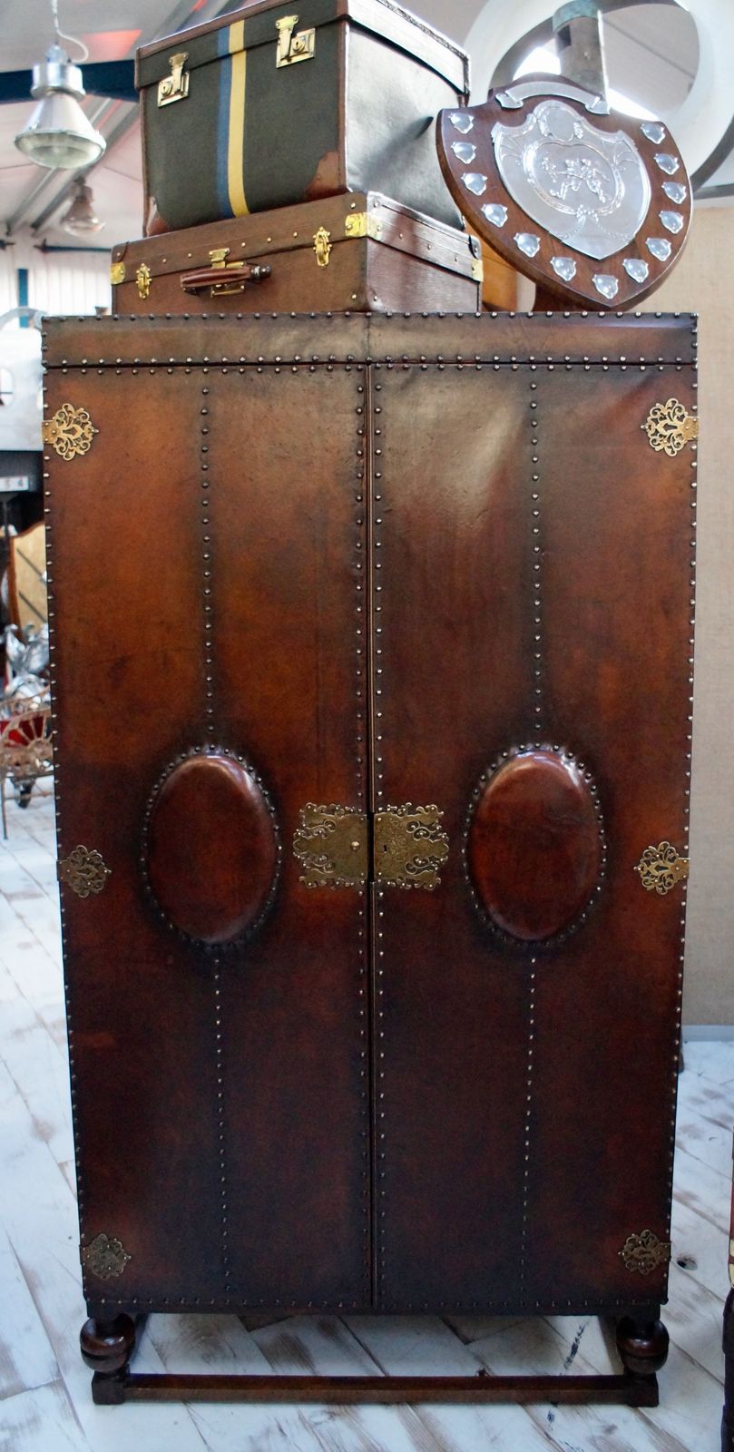 Victorian Leather Bound Wardrobe