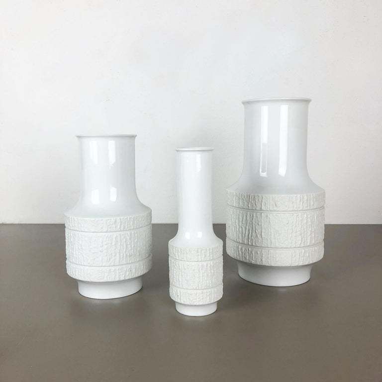 Set Of 3 Porcelain Op Art Vase By Richard Scharrer For Thomas, Germany, 1970s photo for sale