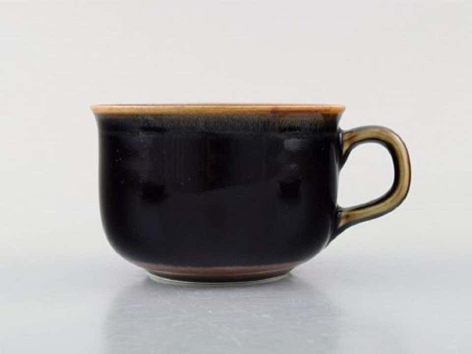 Carl Harry Stålhane For Rörstrand, Set Of Four "Viking" Teacups With Saucers photo for sale