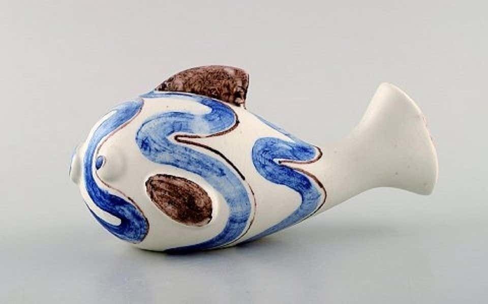 Gun Von Wittrock For Rørstrand, Unique Sculpture, Fish In Glazed Ceramics photo furniture