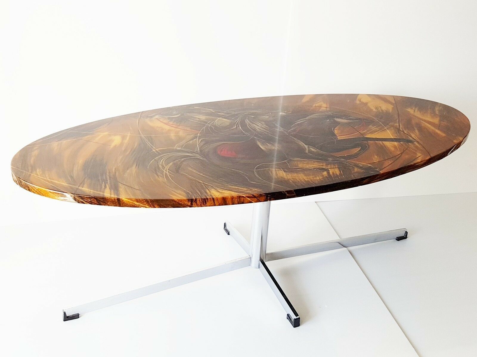 Superb Coffee Table With Horses 1960 1970 Vintage Plastic Resin 60s 70s photo furniture