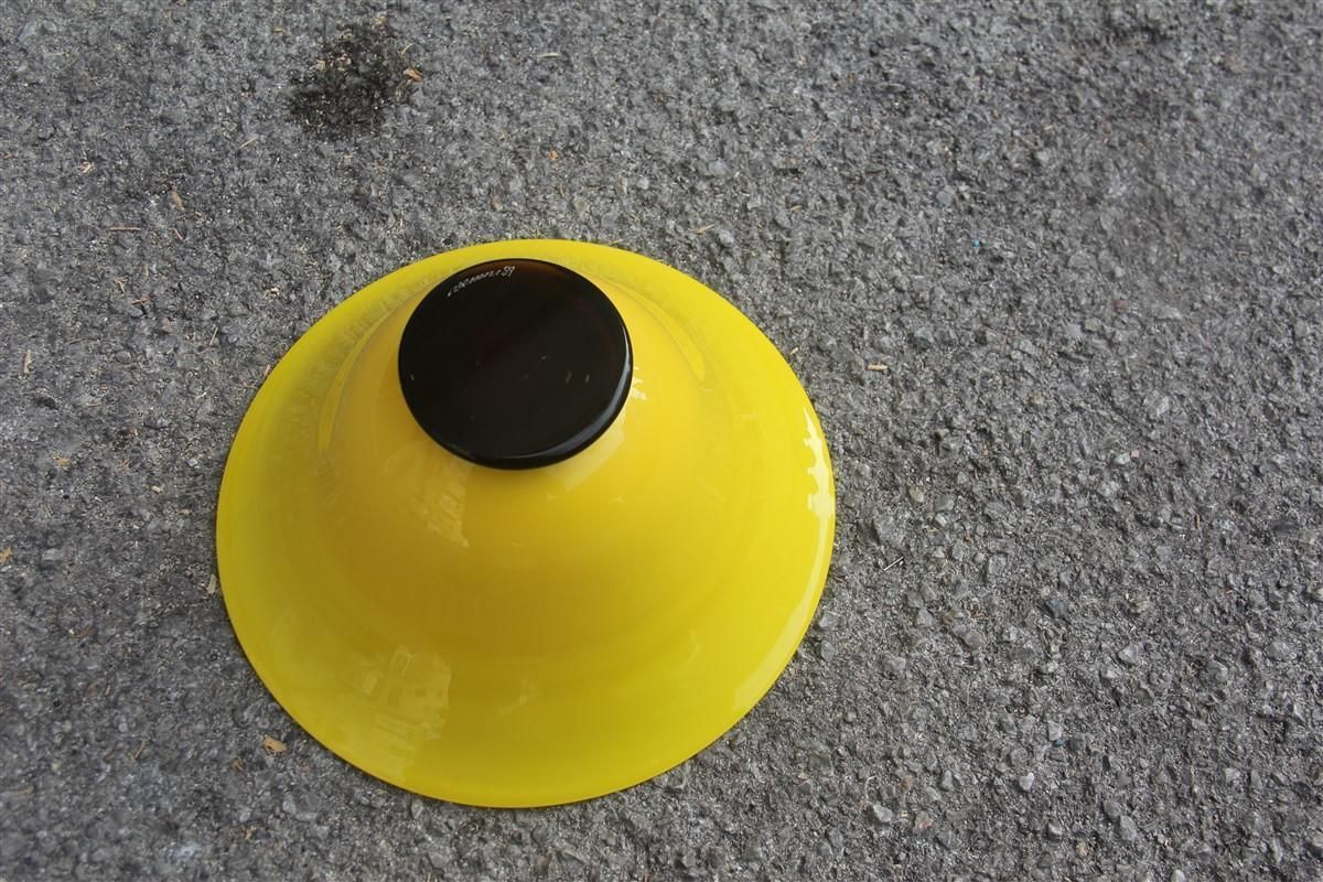 Murano Glass Cup Vase Yellow Black 1989 Mendini Attributed Italian Design photo vinterior