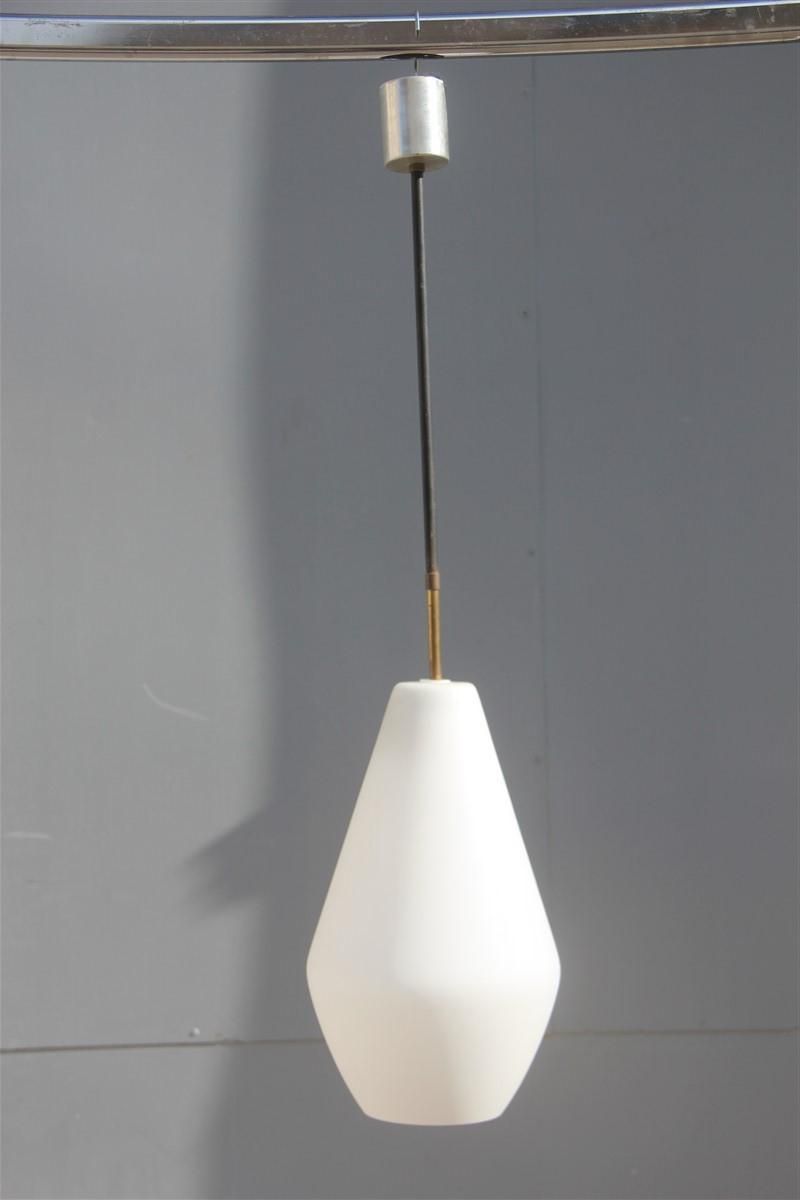 Midcentury Italian Lantern Italian Design Round White Glass Brass 1950 Stilnovo photo furniture