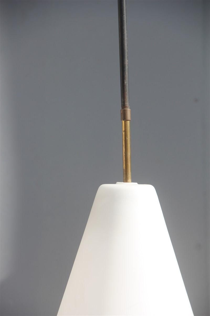 Midcentury Italian Lantern Italian Design Round White Glass Brass 1950 Stilnovo photo 1218.0