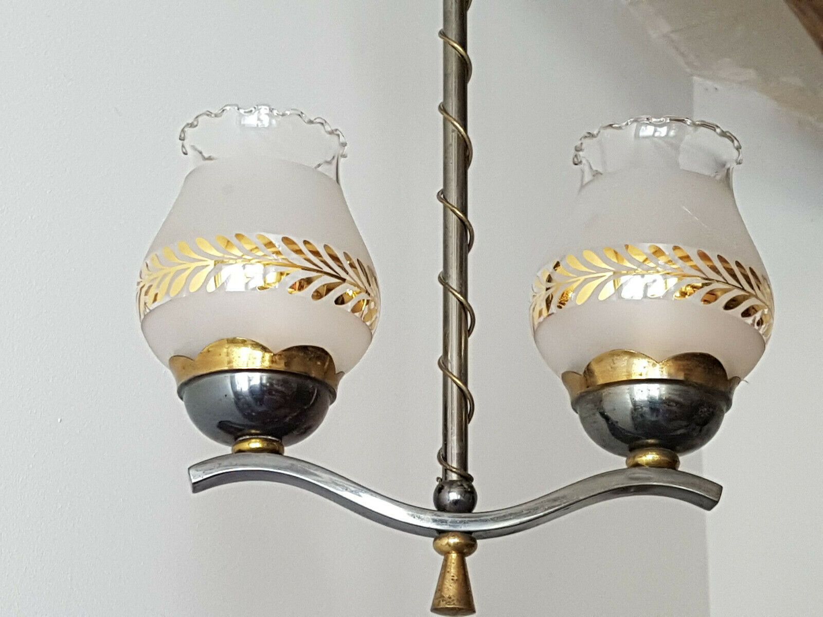 Lustre Ceiling Lamp Vintage 1950 Brass Metal & Patial Metal Shotgun Canon 50s