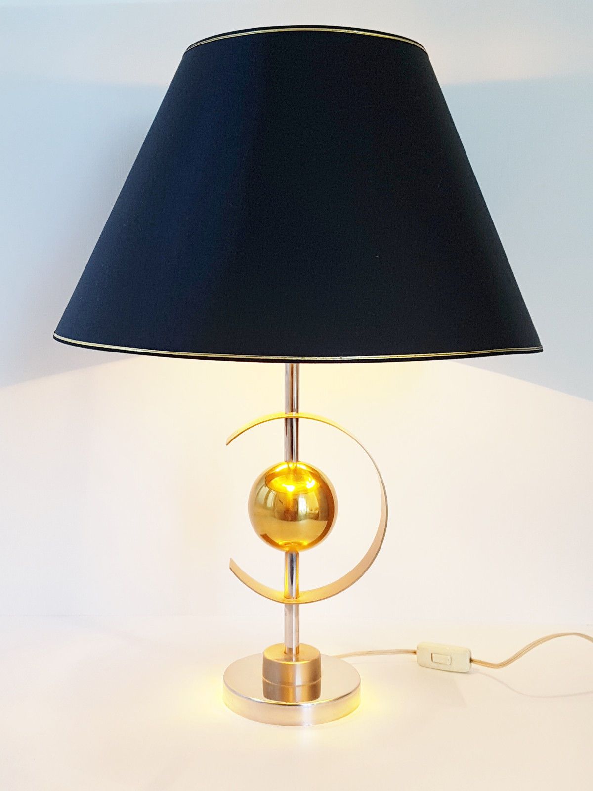 Tres Chic Table Lamp Golden Steel Ball 1970 Vintage 70s 70s Years 7 photo 522.0