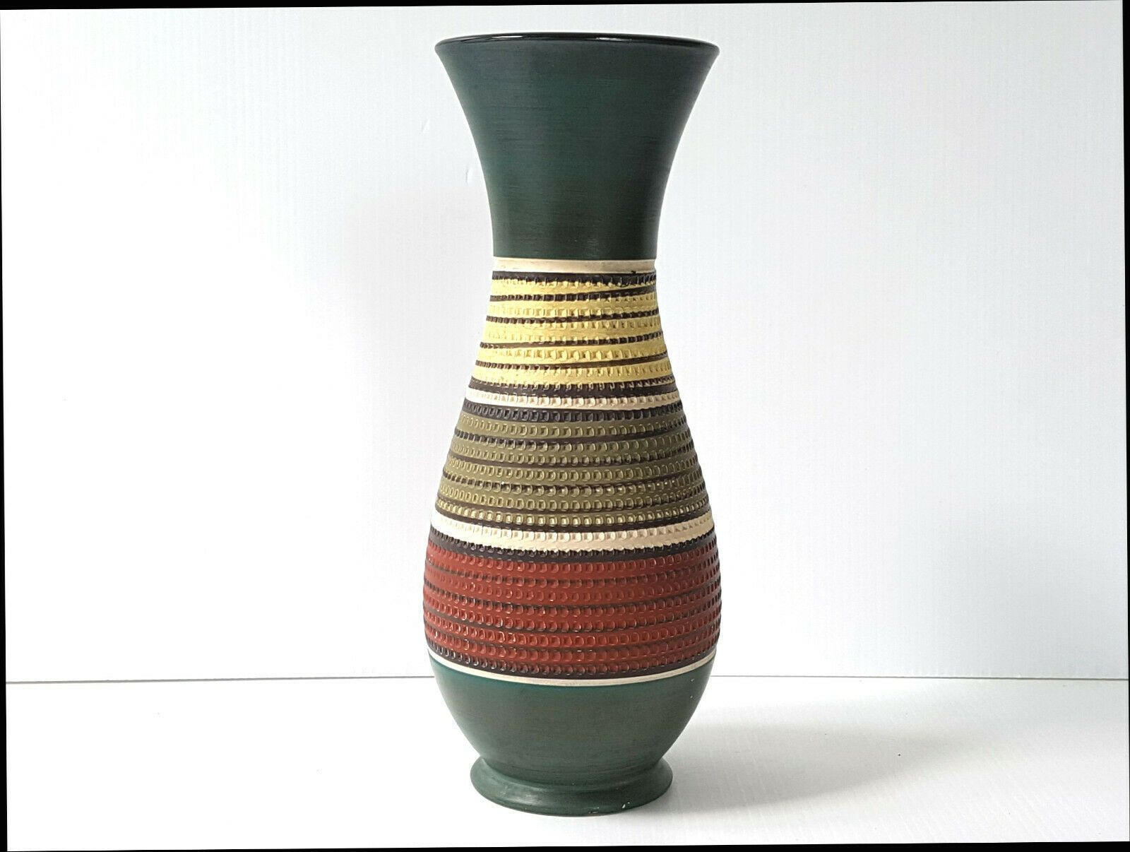 Vase Allemand Ceramique Kaki West Germany 1960 Vintage 60s 60s Annees 60 photo for sale
