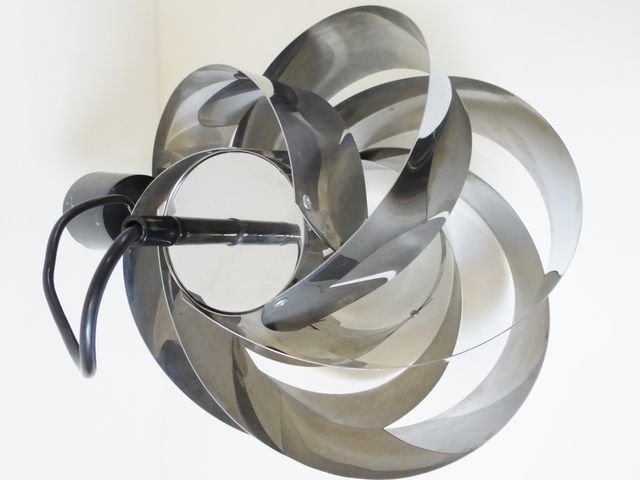 Lustre Suspension Spirale Geante Chrome 1970 Vintage Space Age Pop Vtg 70s Light photo Lighting