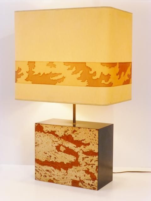 photo buy Chic & Important Lampe D'ambiance Pied En Liege 1970 Vintage 70s Cork Lamp
