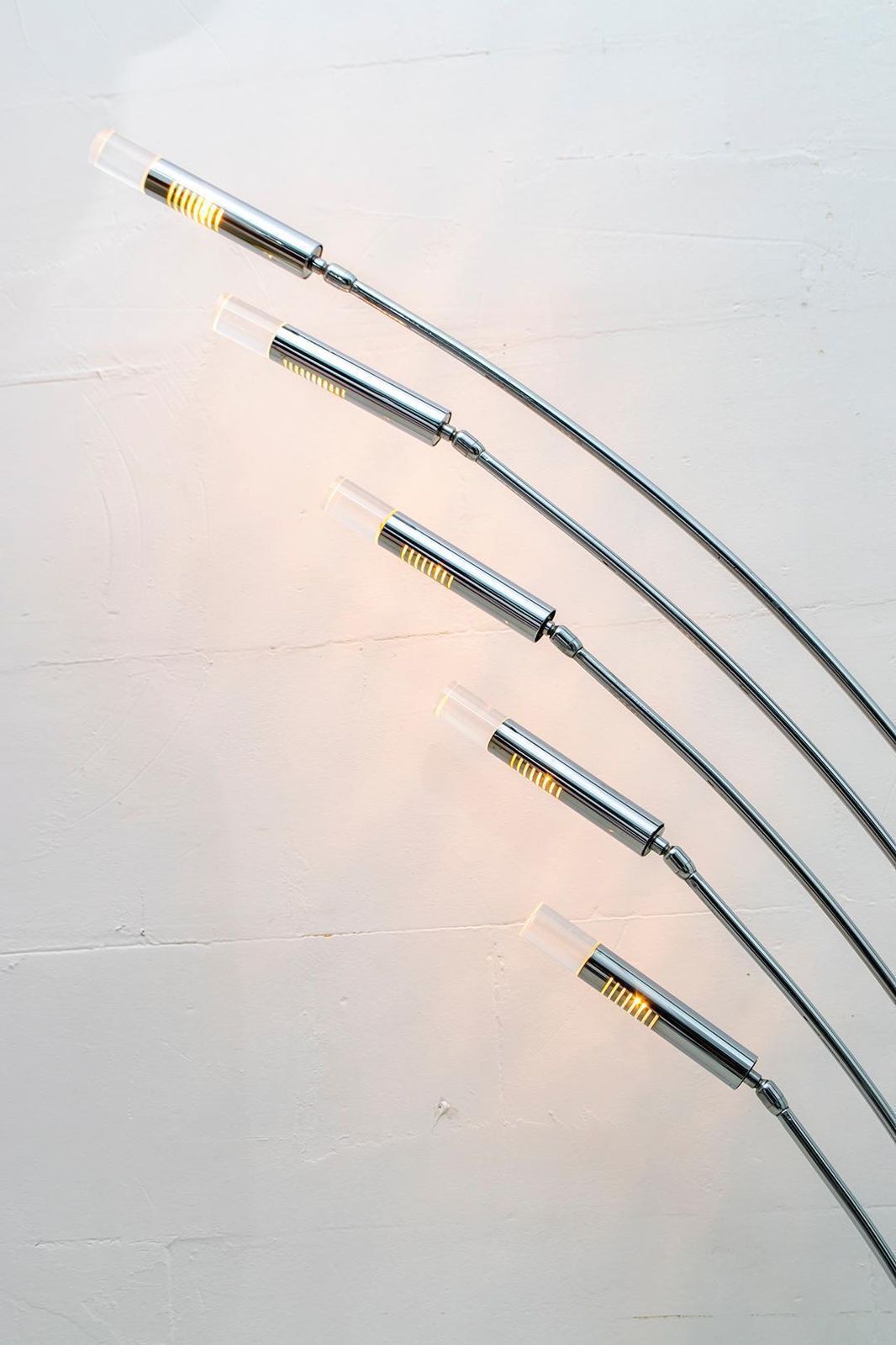 Midcentury Italian Arched Floor Lamp 5 Lights Chrome Metal And Lucite, 1960s photo vinterior