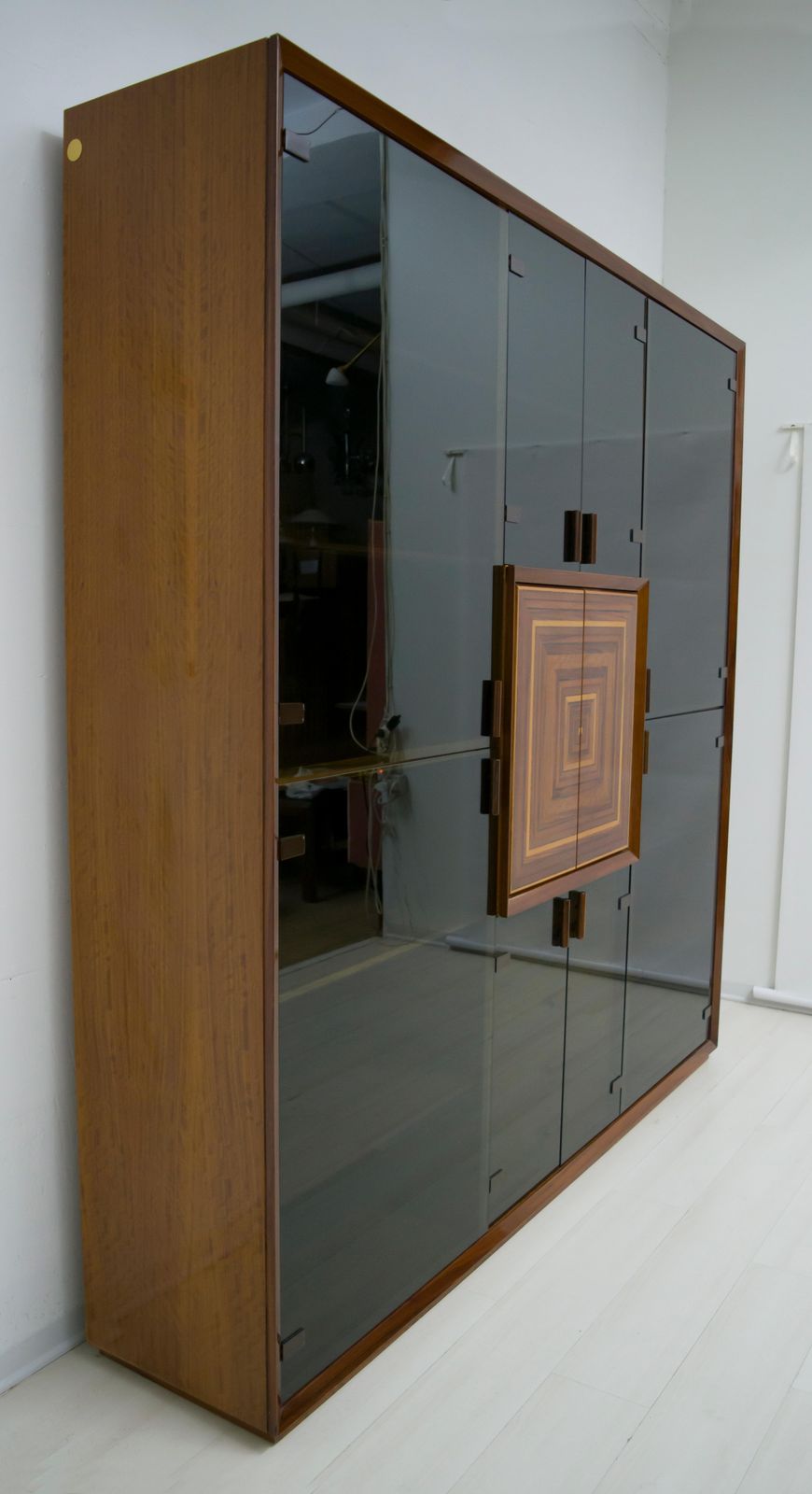 photo for sale Signed Luciano Frigerio Rare Italian Inlaid Bar Cabinet "Paganini", 1975s