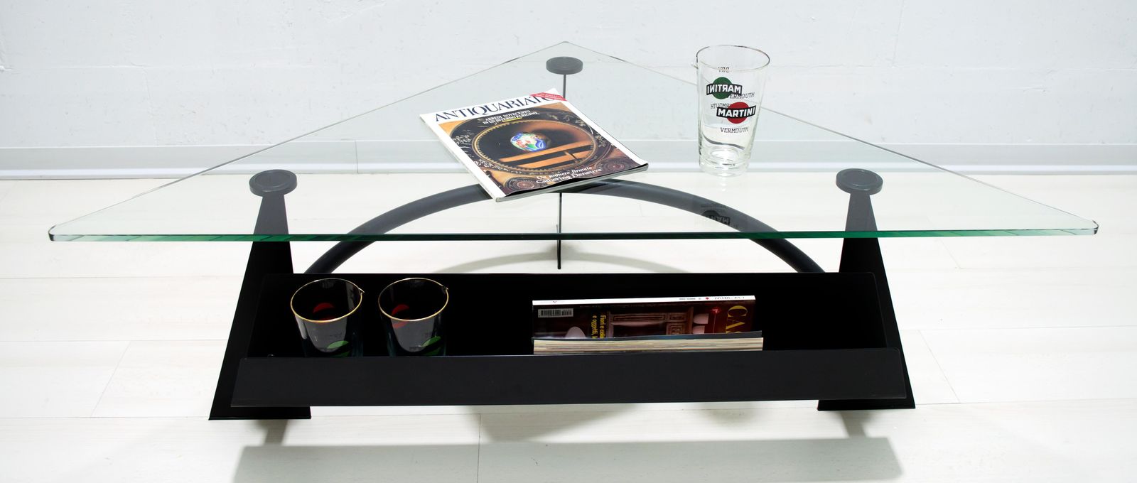 Modern And Contemporary Italian Coffee Table Blackened Metal And Glass Top, 1990 photo Furniture