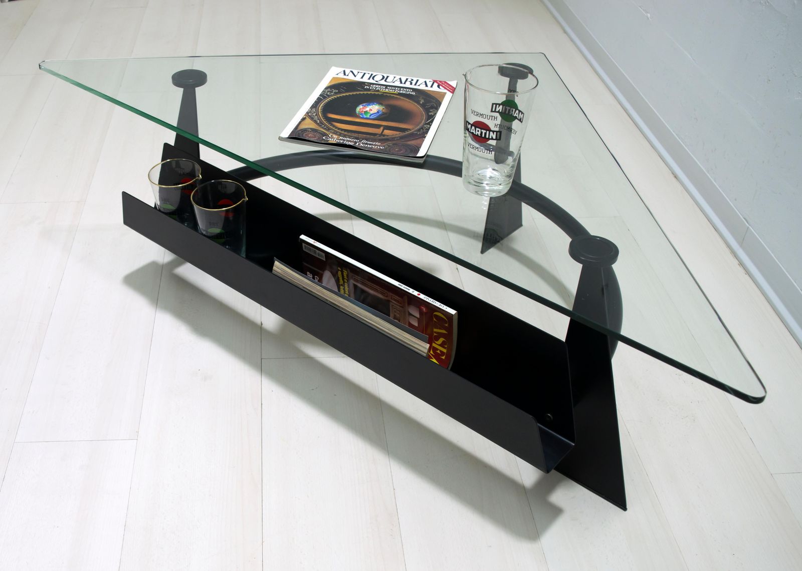 Modern And Contemporary Italian Coffee Table Blackened Metal And Glass Top, 1990 photo buy