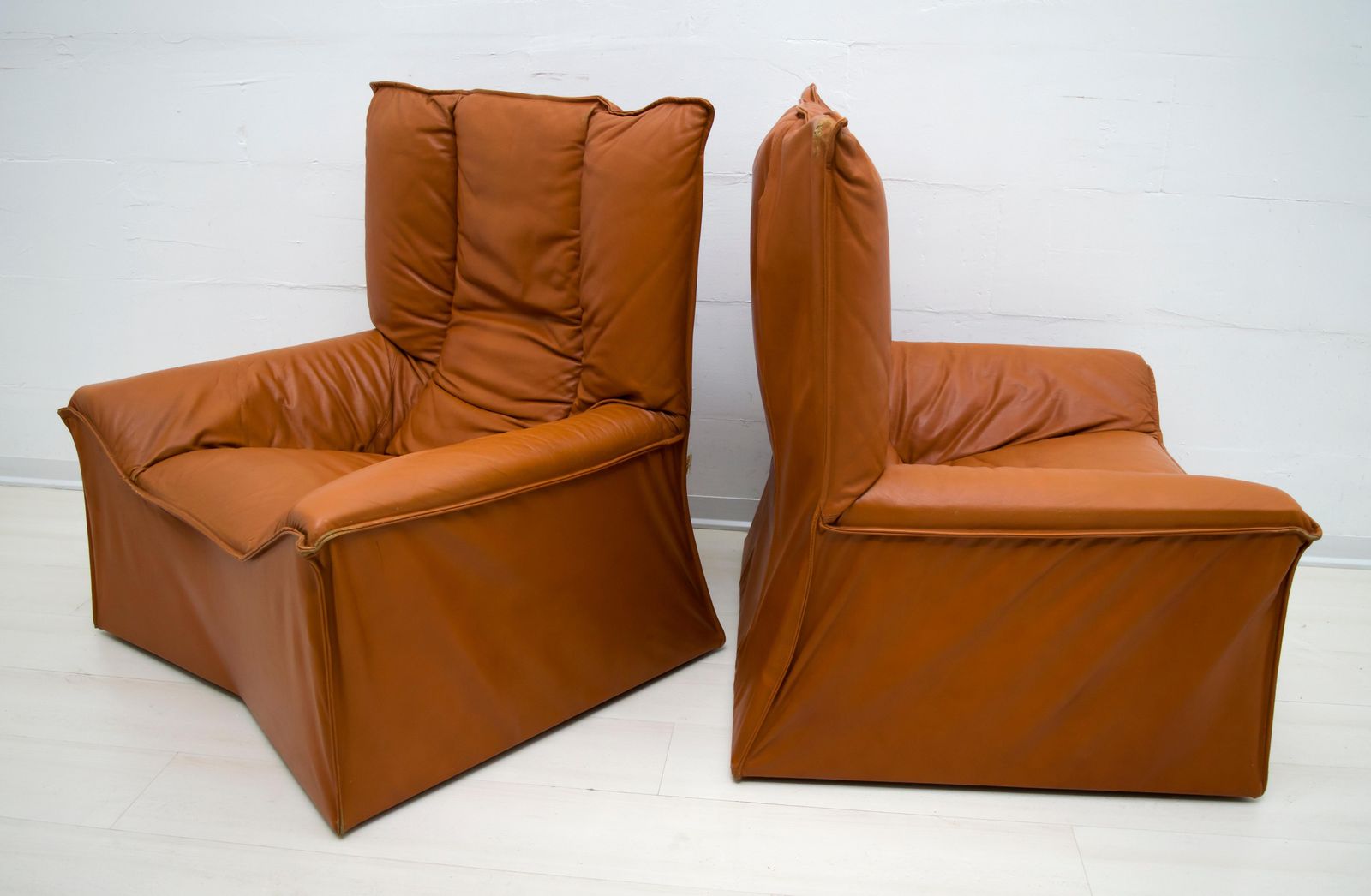 Pair Of Mid Century Modern Italian Real Leather Armchairs By Cinova, 1964s photo 2360.0