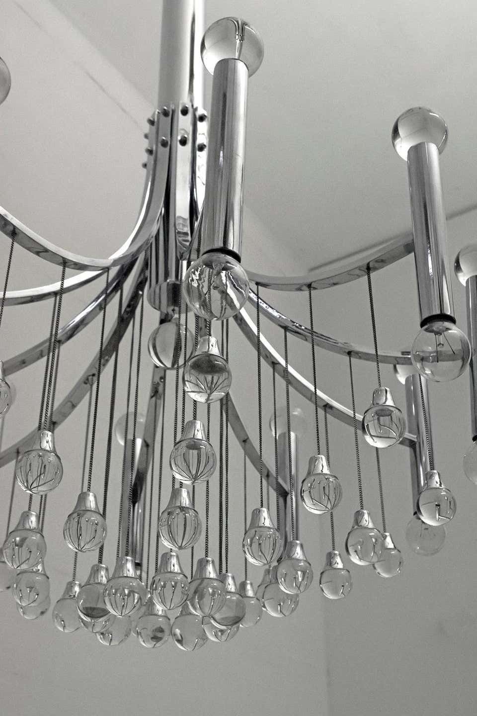 Gaetano Sciolari Mid Century Modern Italian Chrome And Glass Chandelier, 1970 photo buy