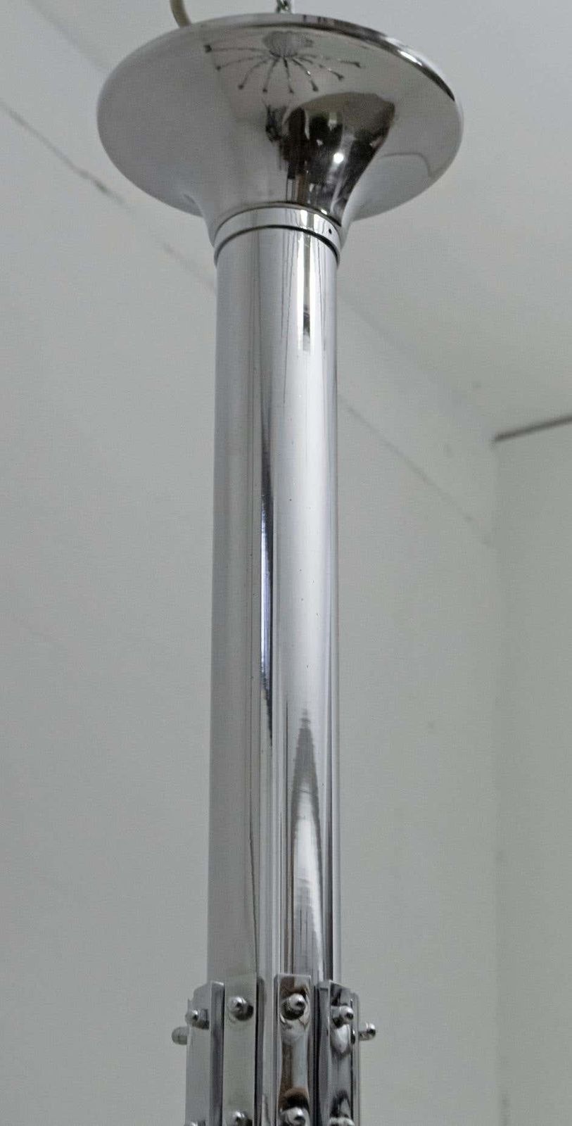 photo buy Gaetano Sciolari Mid Century Modern Italian Chrome And Glass Chandelier, 1970