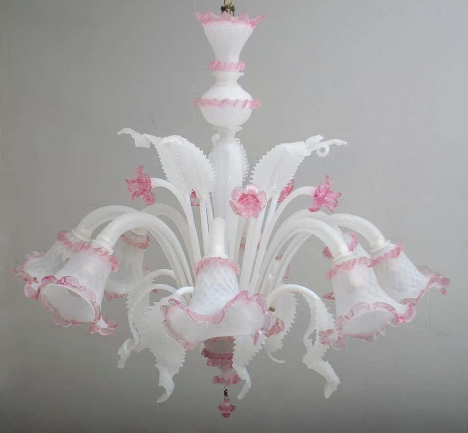 20th Century Modern Venetian Murano Glass Chandelier "Ca'rezzonico" Style, 1960s photo for sale