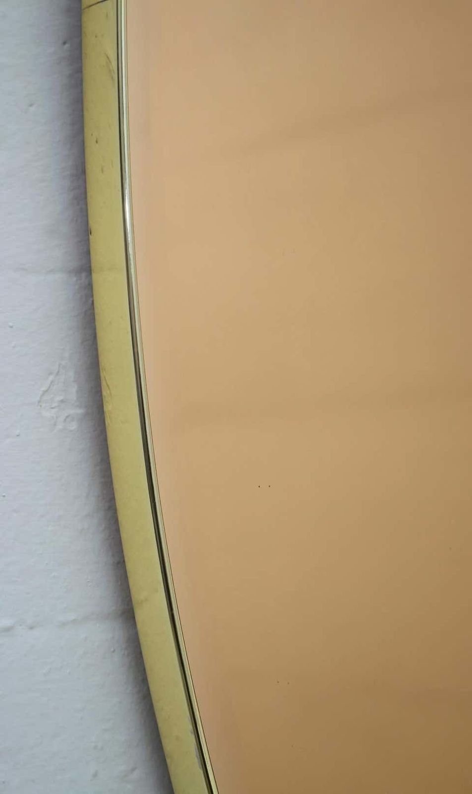 Pair Of Mid Century Modern Italian Oval Mirrors Brass And Bronzed Mirror, 1970s photo Home Decor