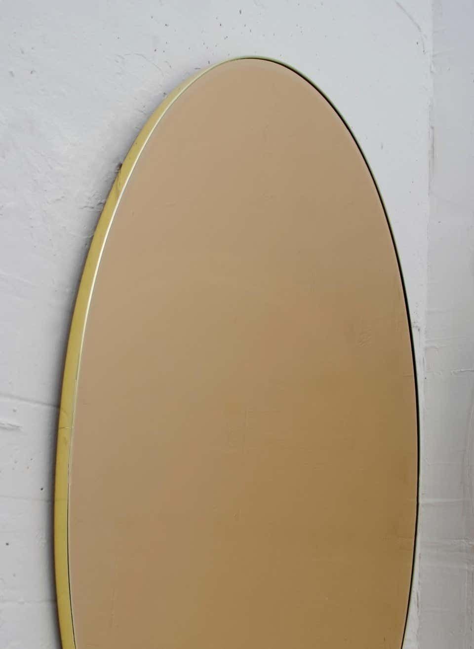 Pair Of Mid Century Modern Italian Oval Mirrors Brass And Bronzed Mirror, 1970s photo 1094.0