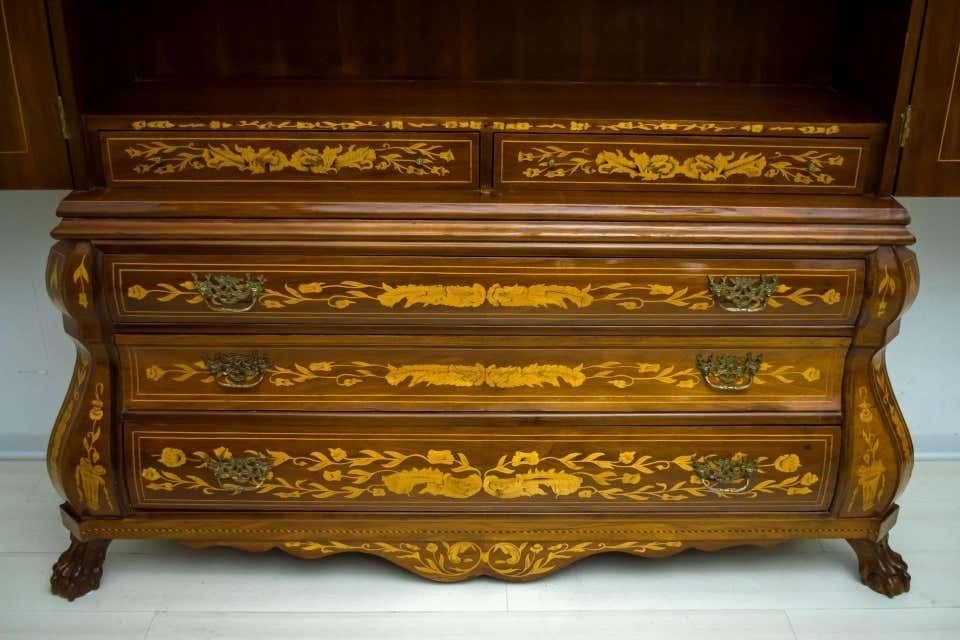 20th Century Dutch Trumeau Walnut With Maple Wood Inlays, Netherlands, 1950 photo Furniture