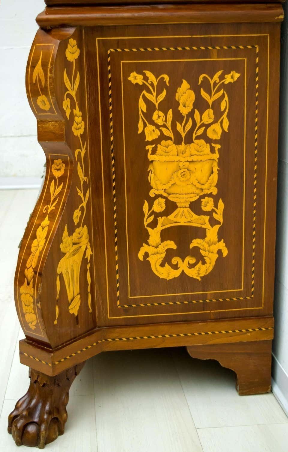photo vintage 20th Century Dutch Trumeau Walnut With Maple Wood Inlays, Netherlands, 1950