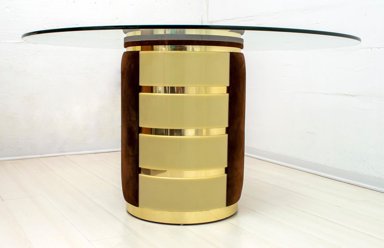 Willy Rizzo Mid Century Modern Italian Suede And Plexiglass Dining Table, 1970s photo 2946.0