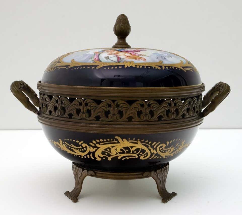Signed E Froger 19th Century French Porcelain Potpourri By Sevres, 1880 photo buy