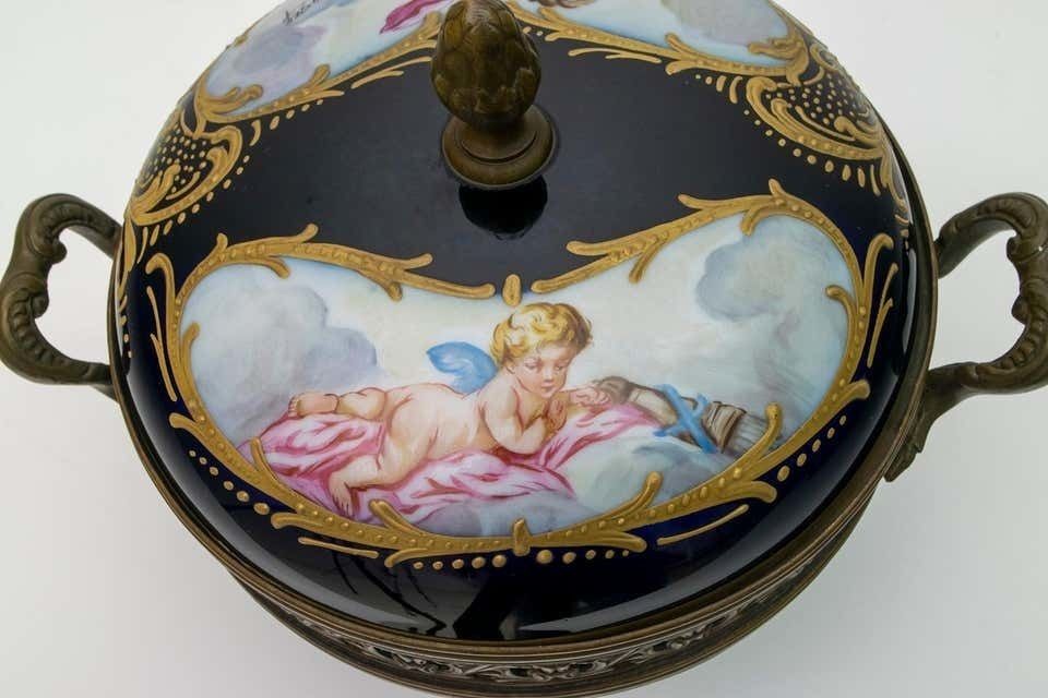 photo furniture Signed E Froger 19th Century French Porcelain Potpourri By Sevres, 1880