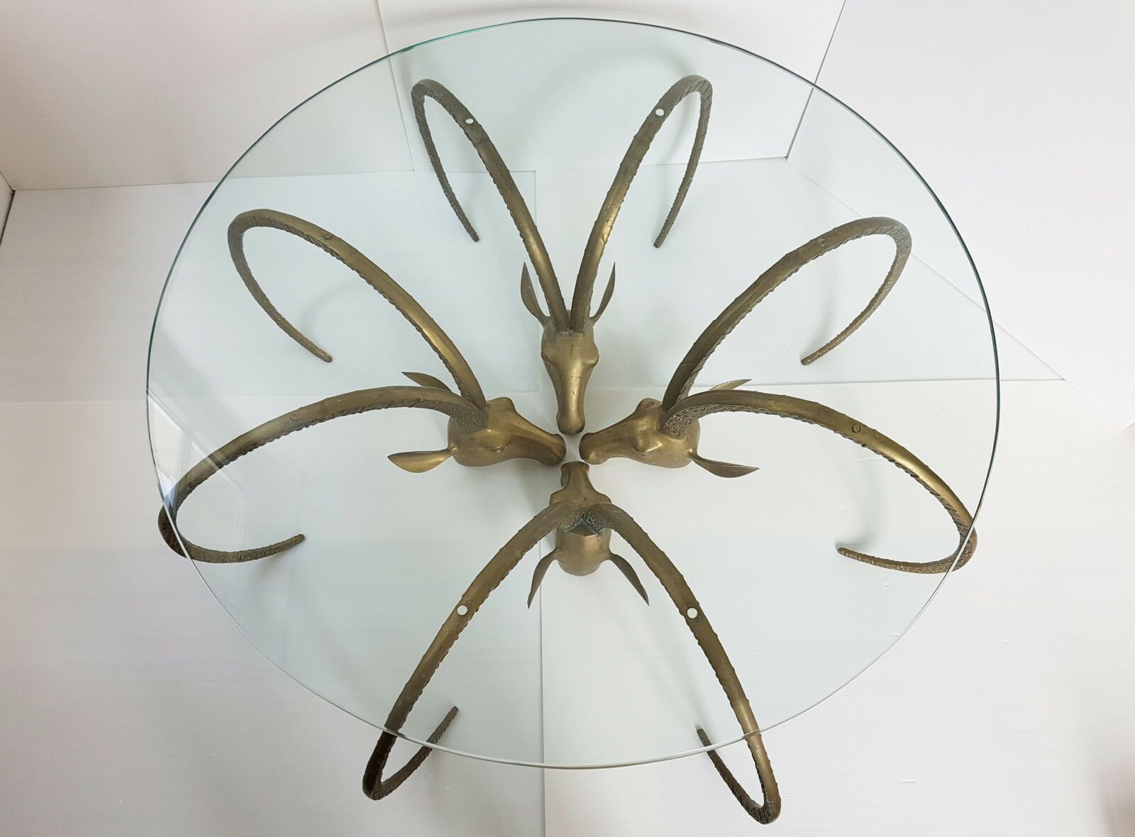 Belex Antilope Coffee Table Ibex Gold Brass 1970 Vintage 70s Alain Chervet 70s photo 7825.0