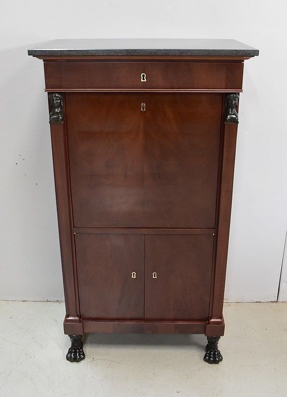 Small Secretary "Return From Egypt" In Mahogany Veneer Of Wire   Late 19th Century photo furniture