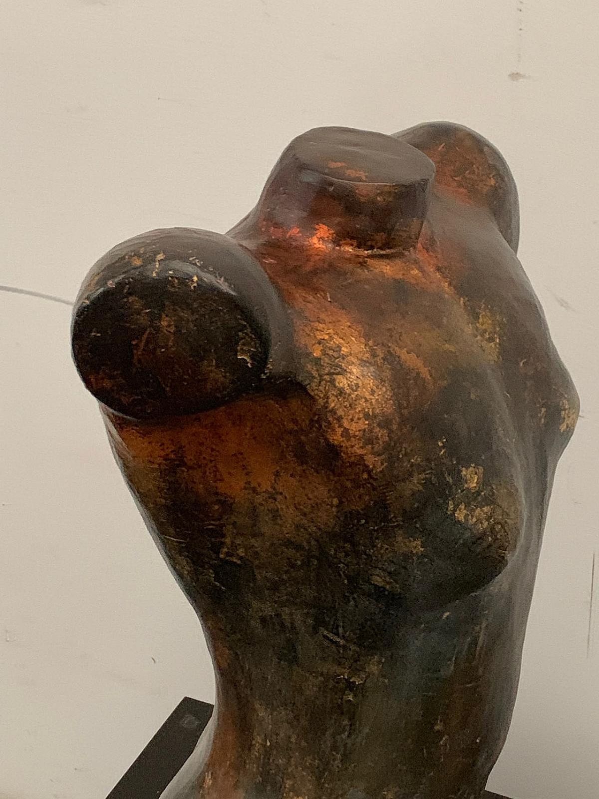 Bust In Patinated Metal Chrome Resin, 1990s photo Art