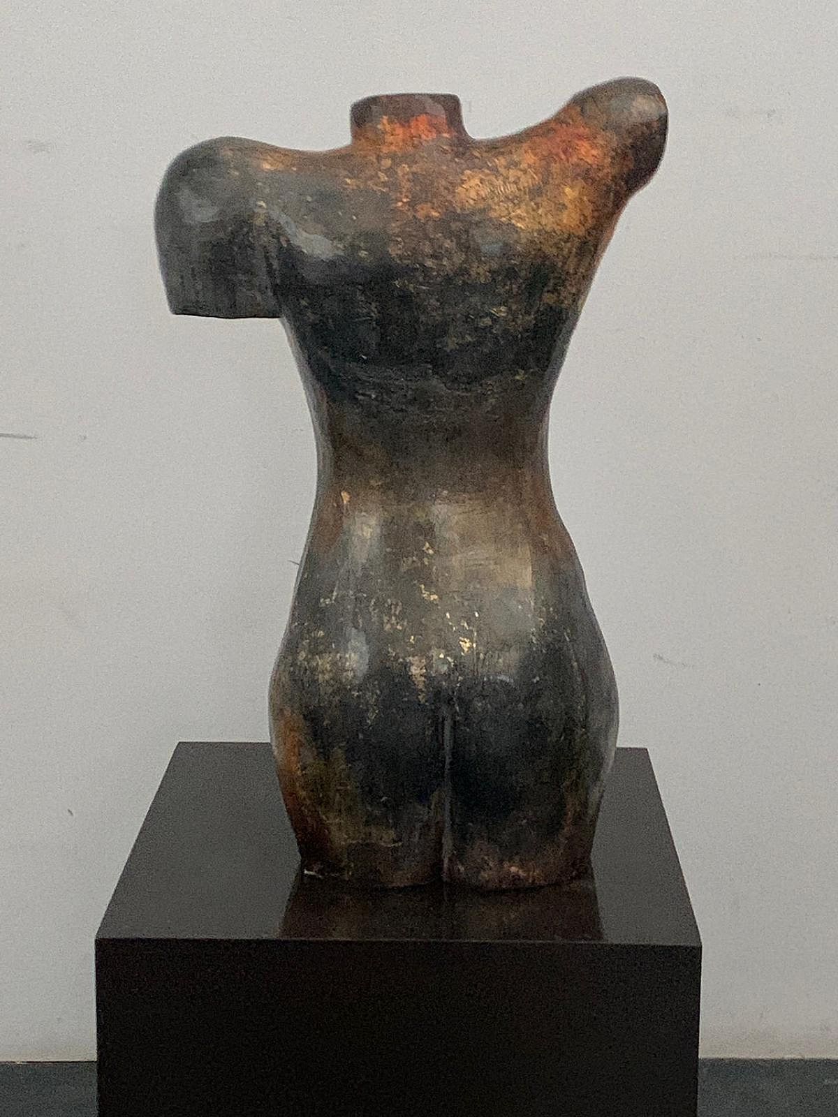 photo for sale Bust In Patinated Metal Chrome Resin, 1990s