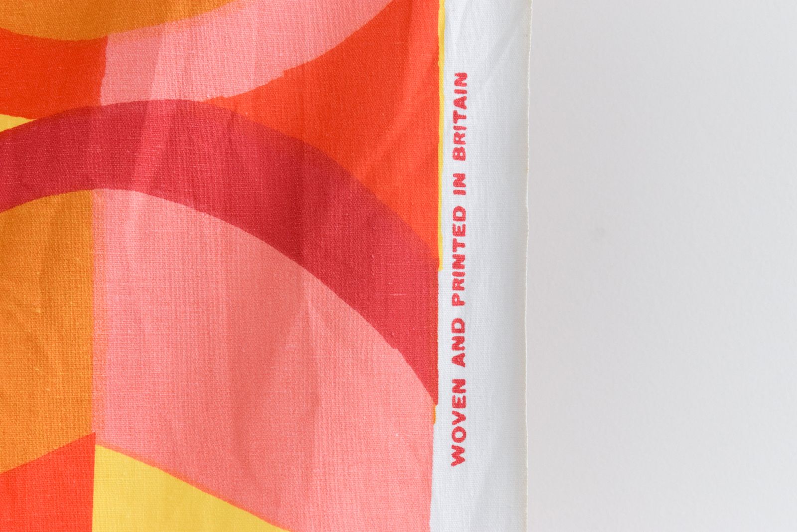 Vintage 1960s Fidelis 'Apex' Pattern Fabric Material By Hilary Rosenthal In Red, Yellow And Pink For Curtains / Cushions photo furniture