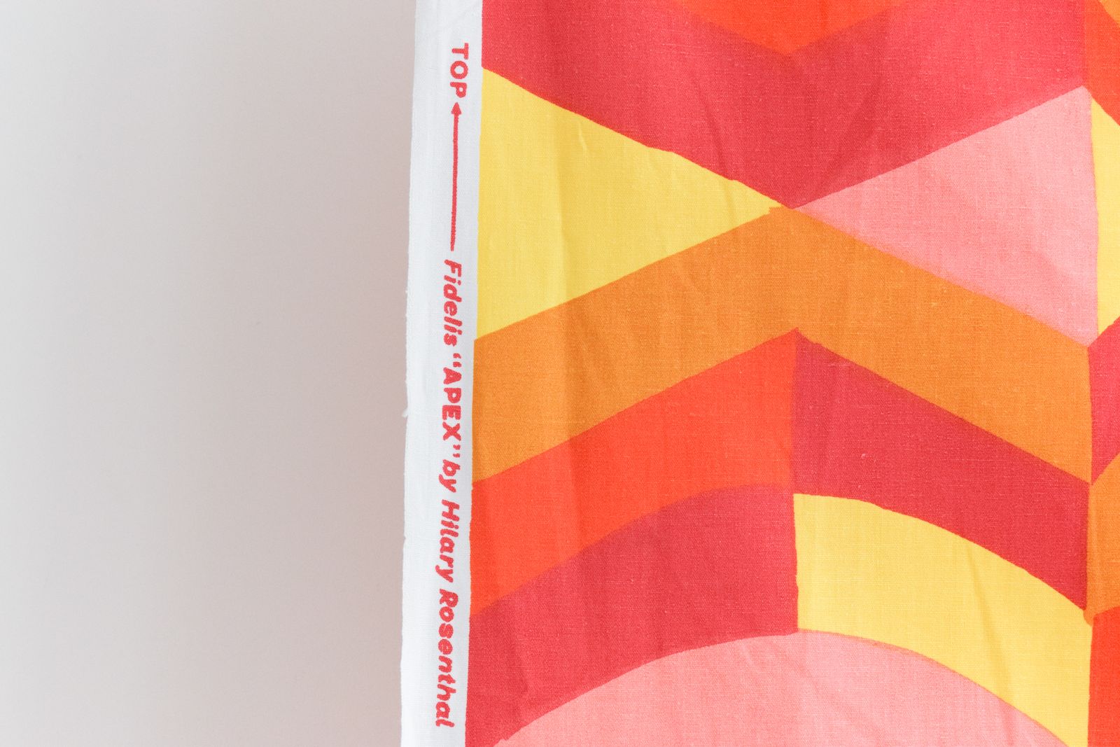 Vintage 1960s Fidelis 'Apex' Pattern Fabric Material By Hilary Rosenthal In Red, Yellow And Pink For Curtains / Cushions photo Textiles