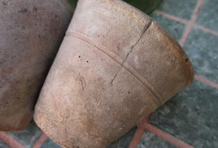 3 Vintage French Hand Thrown Petite Clay Primitive Flower Pots photo buy