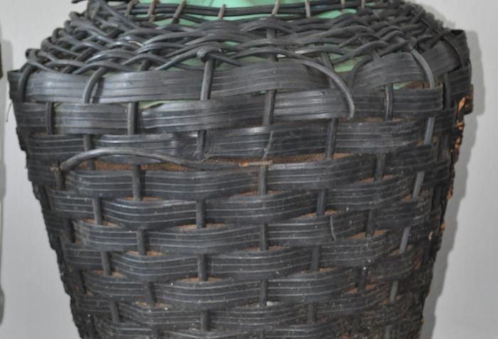 Glass Demijohn In Plastic Basket photo for sale