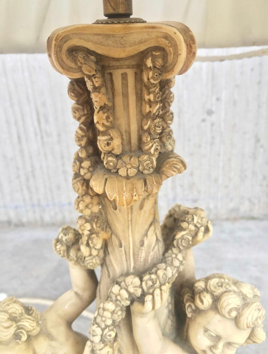photo vintage White Resin Cherub Table Lamps By Gino Ruggeri For Tito Bianchi, 1980s, Set Of 2