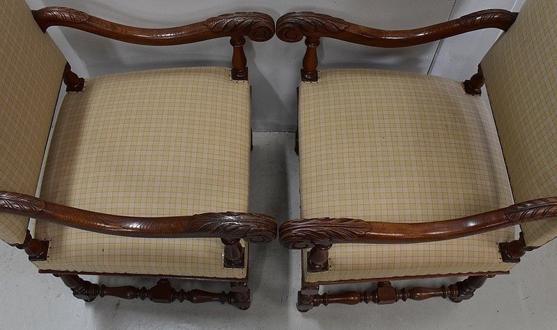 4482.56 Pair Of Light Oak Armchairs, Louis XIII / Louis XIV Style   Early 20th Century photo