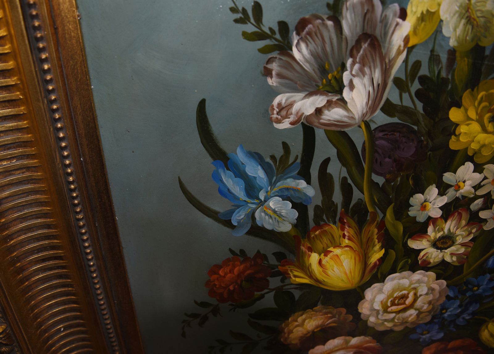 Flemish Oil Painting Floral Still Life Vivid Flowers photo vinterior