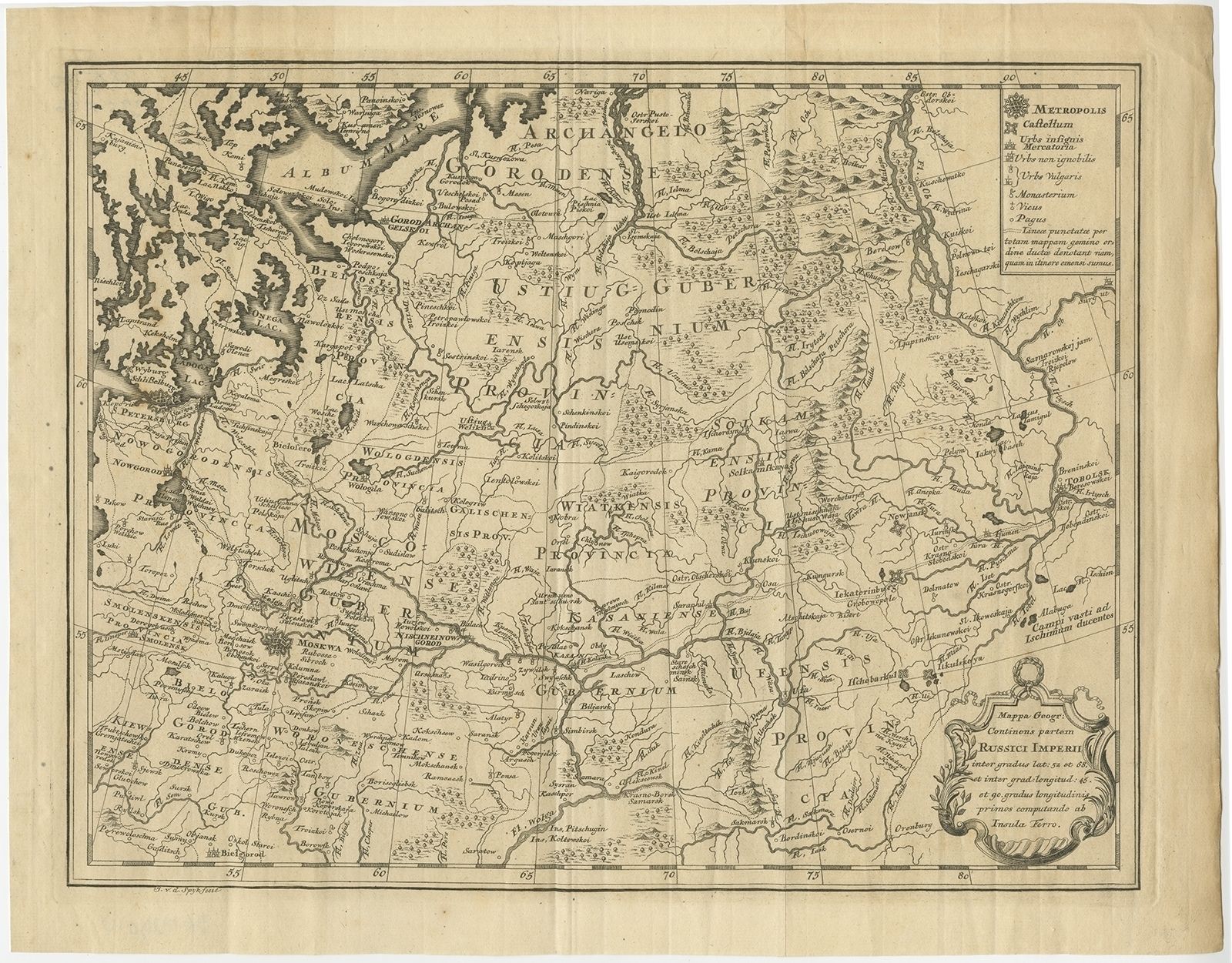 Antique Map Of Part Of Russia By Spyk (C.1740)